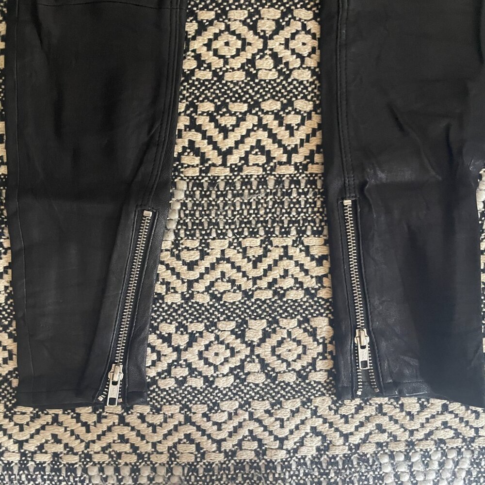 New RtA Black Lamb Leather Zip-Around Designer Pants NWOT Size 25 - Picture 5 of 13